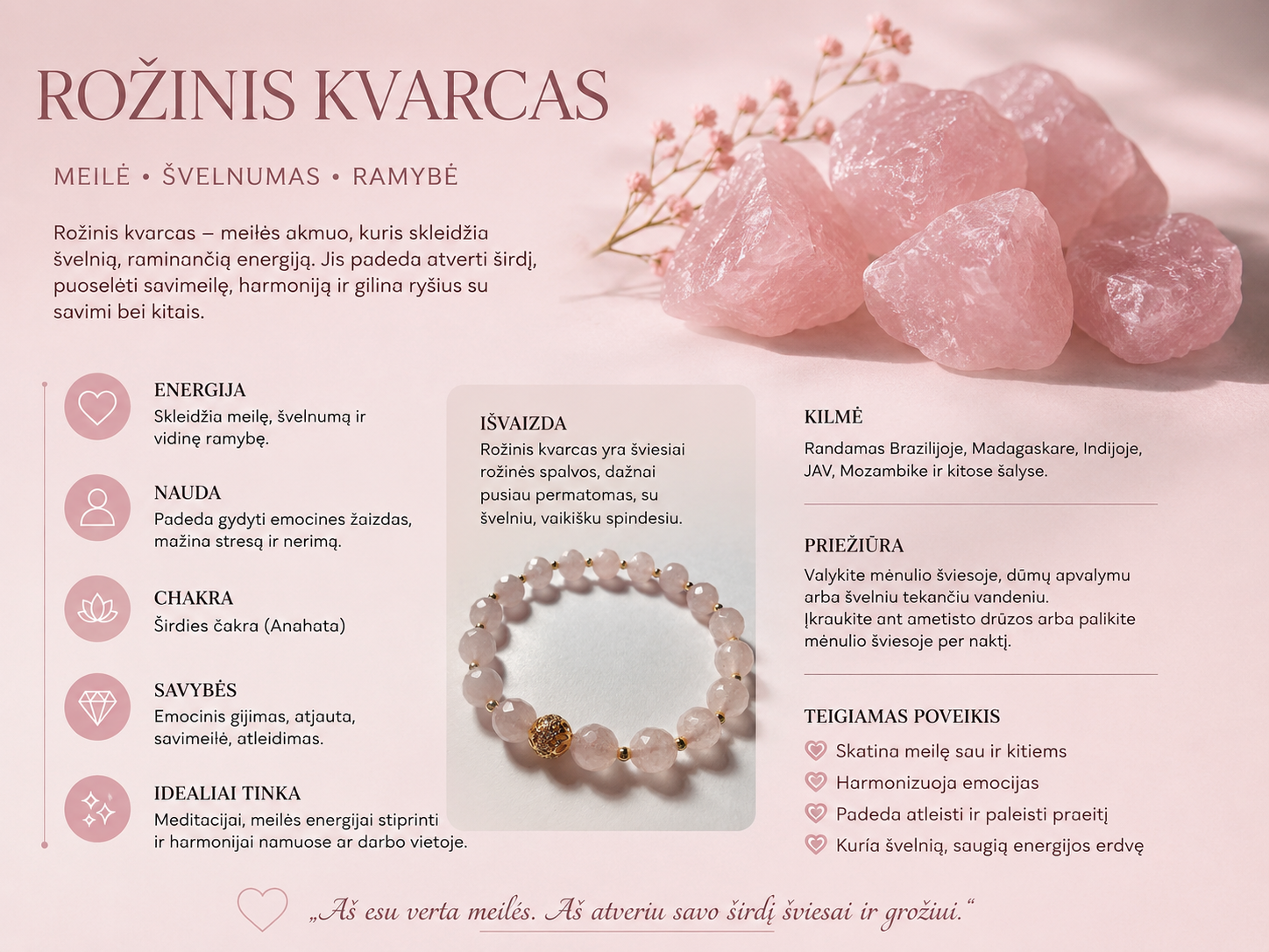 Rožinio kvarco apyrankė