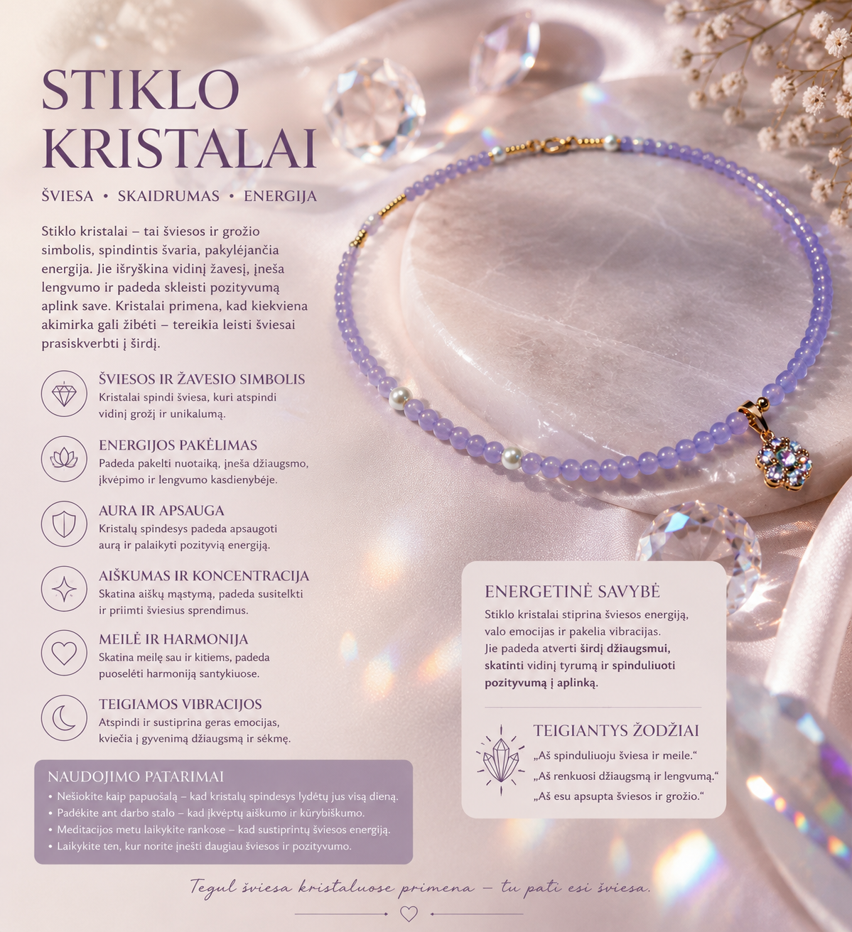 Stiklo kristalų vėrinys