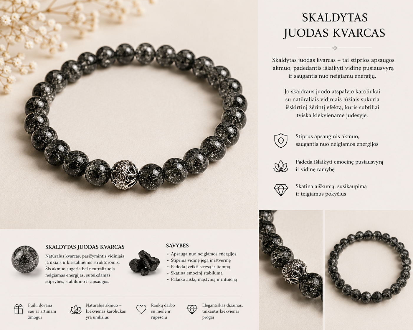Skaldytas juodas kvarcas