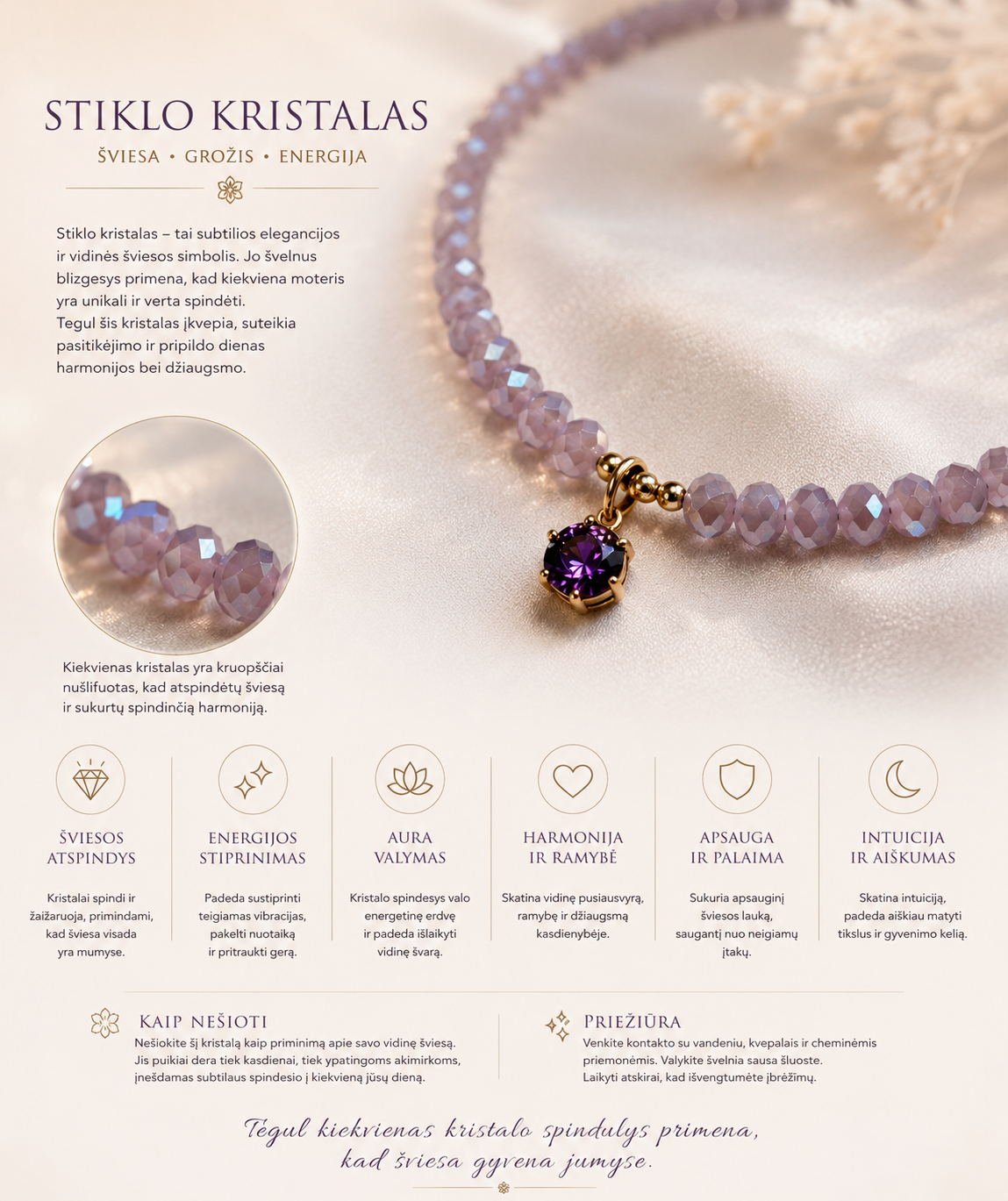 Stiklo kristalų vėrinys