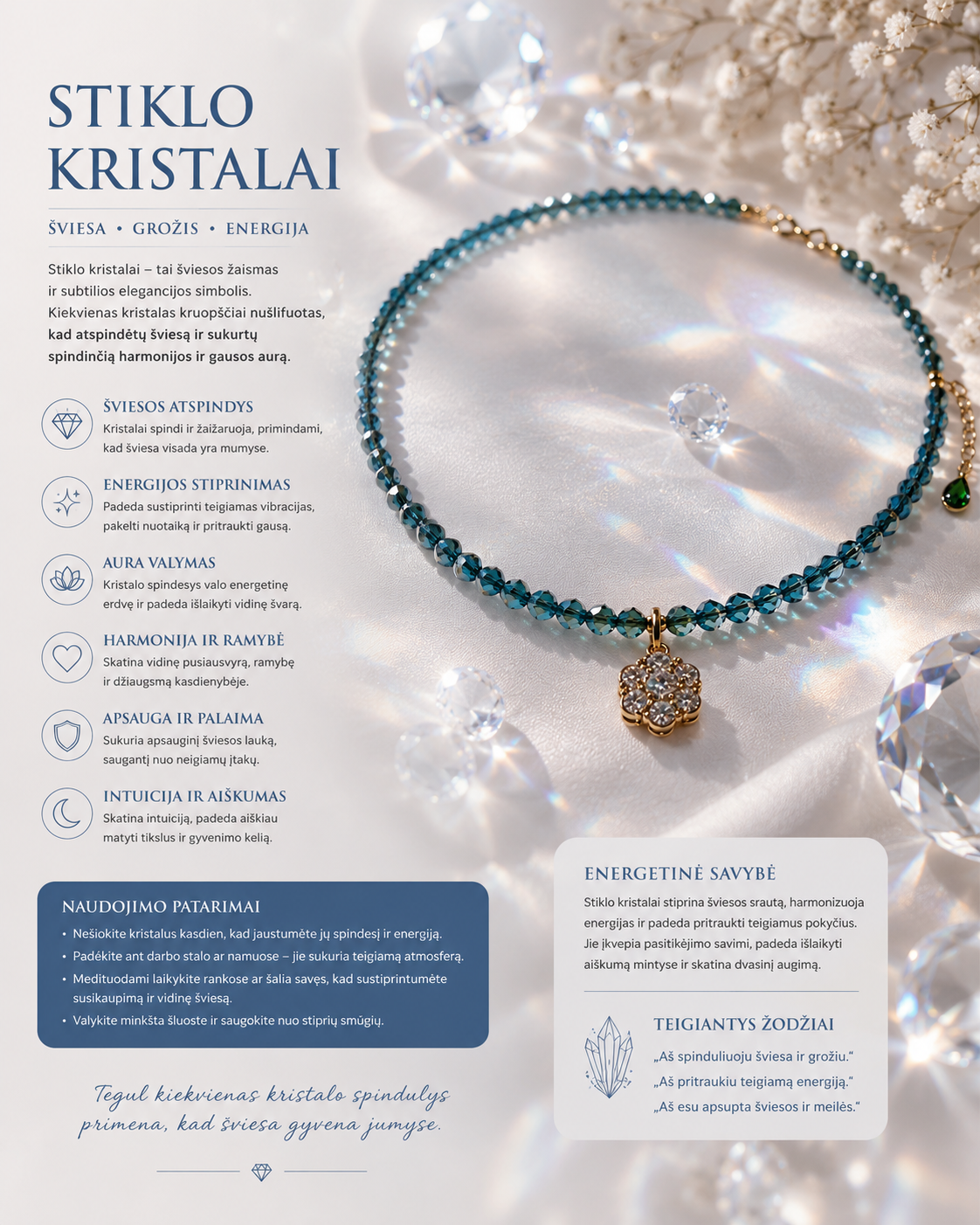 Stiklo kristalų vėrinys