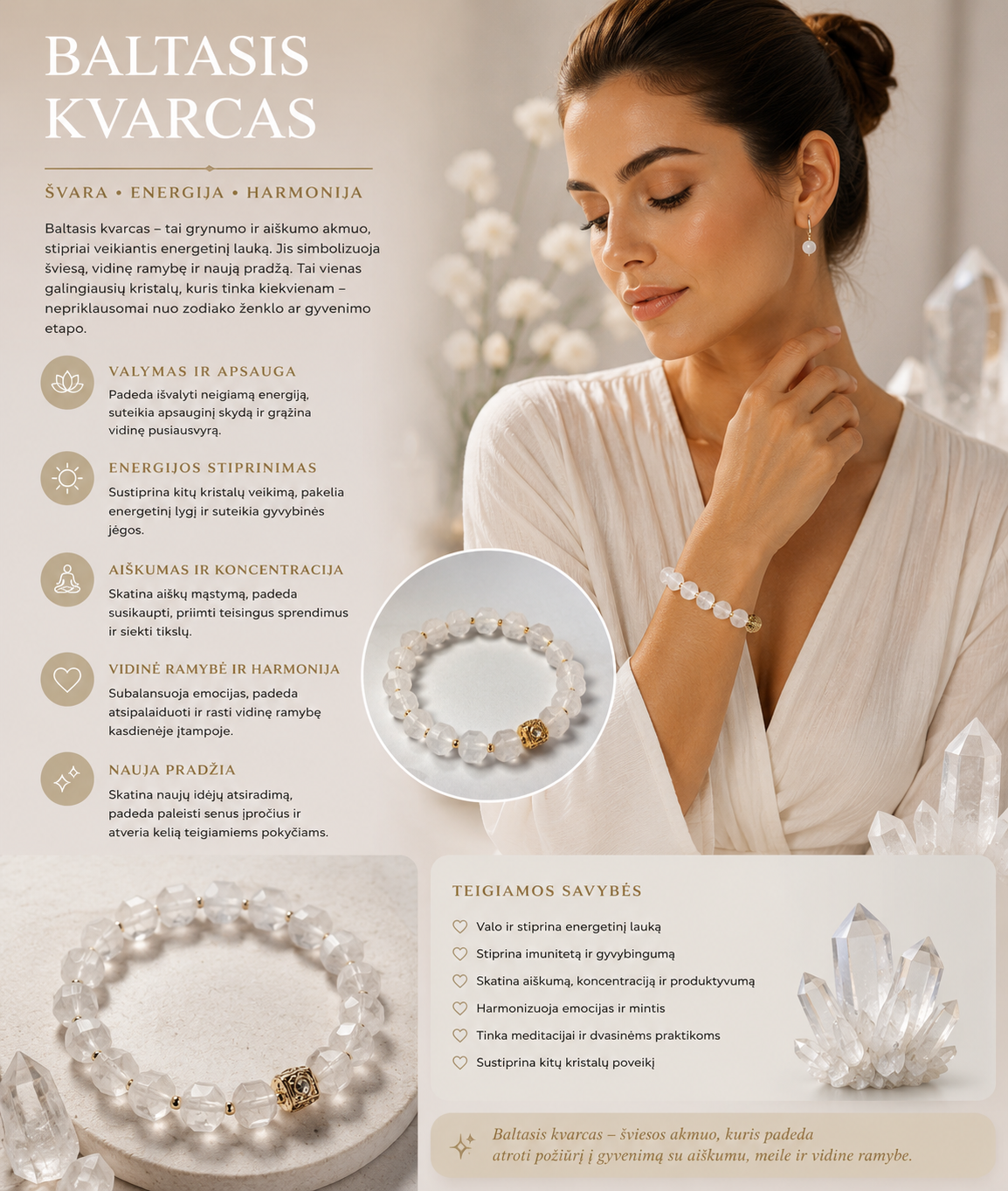 Baltasis kvarco apyrankė