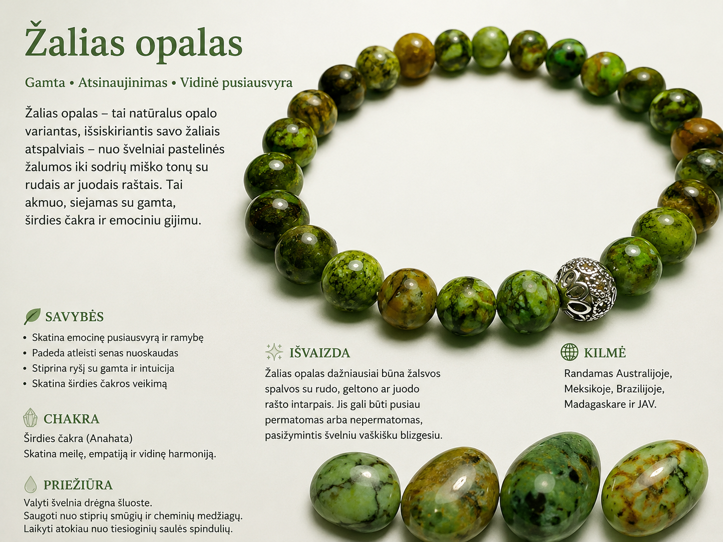 Žaliojo opalo apyrankė