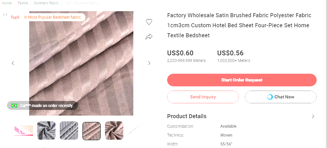 Satin Brushed Polyester Bed Sheet Fabric