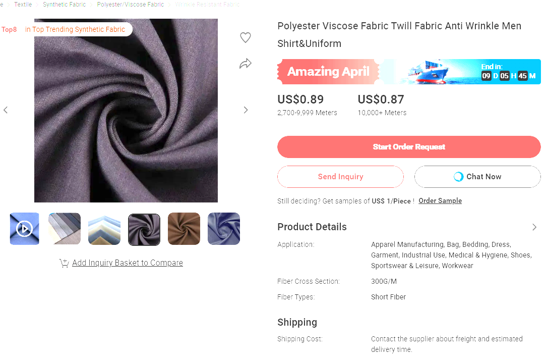 Polyester Viscose Twill Fabric