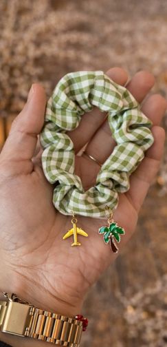 Chouchou à carreaux verts