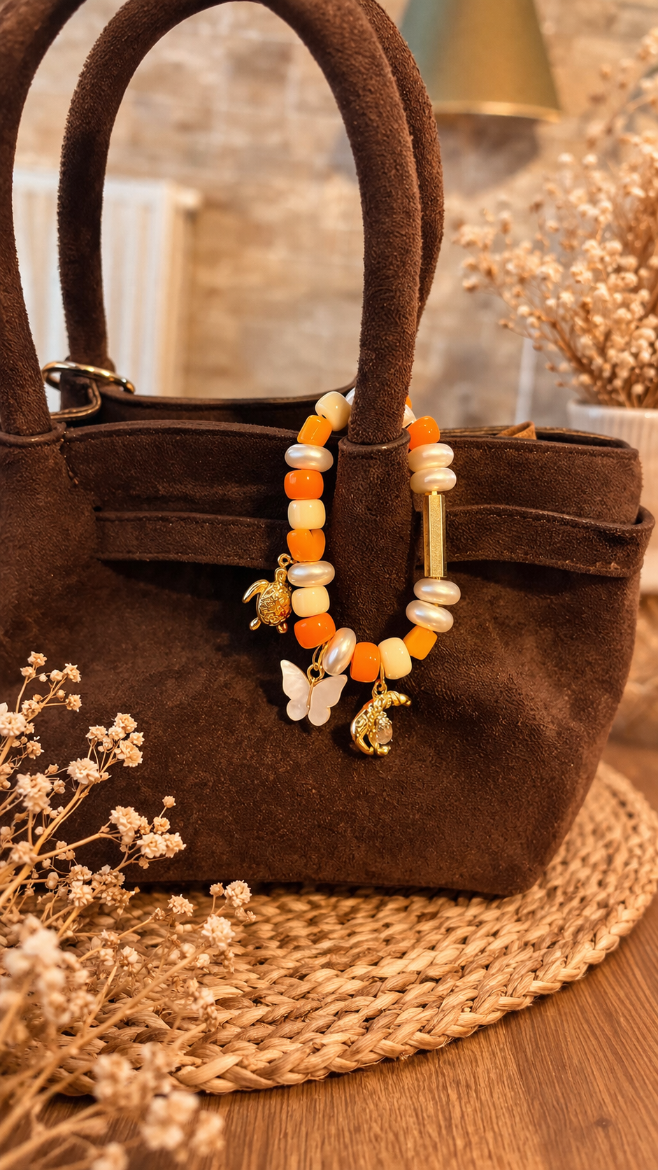 Bijoux pour sac orange