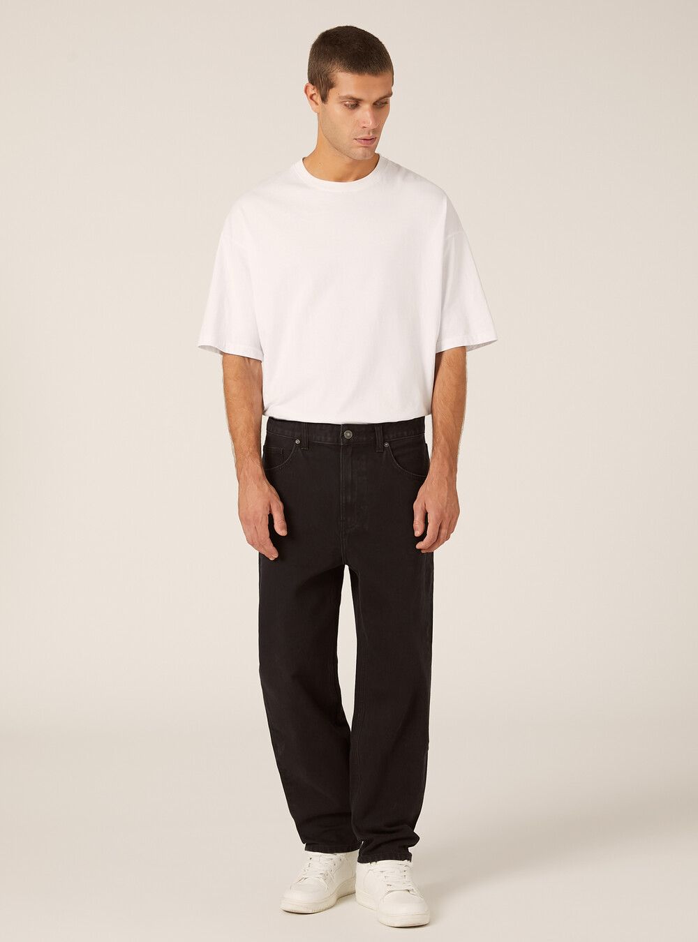 Classic White T-Shirt & Black Baggy Pants