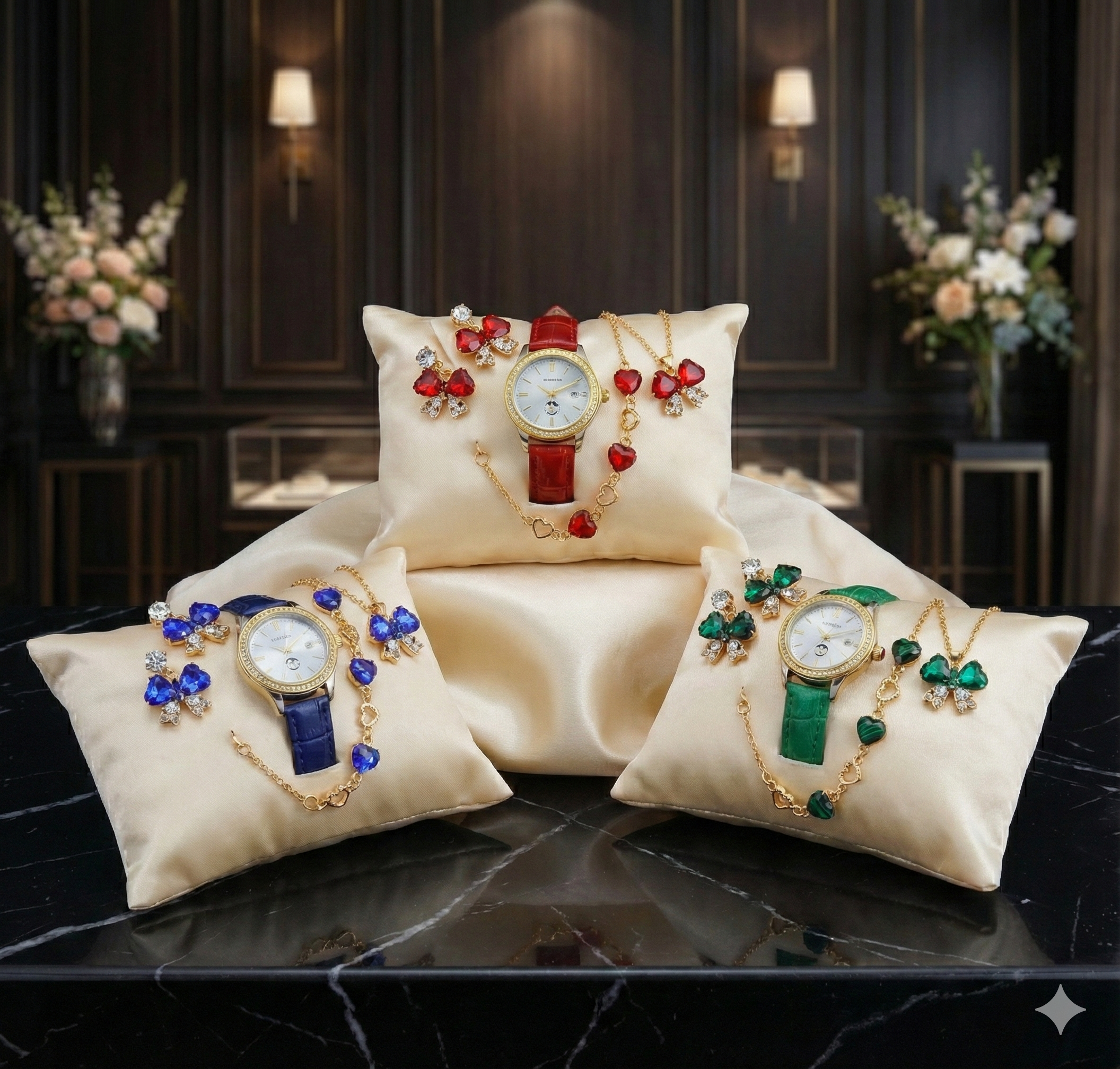 Coffret Montre et Bijoux Femme 4-en-1