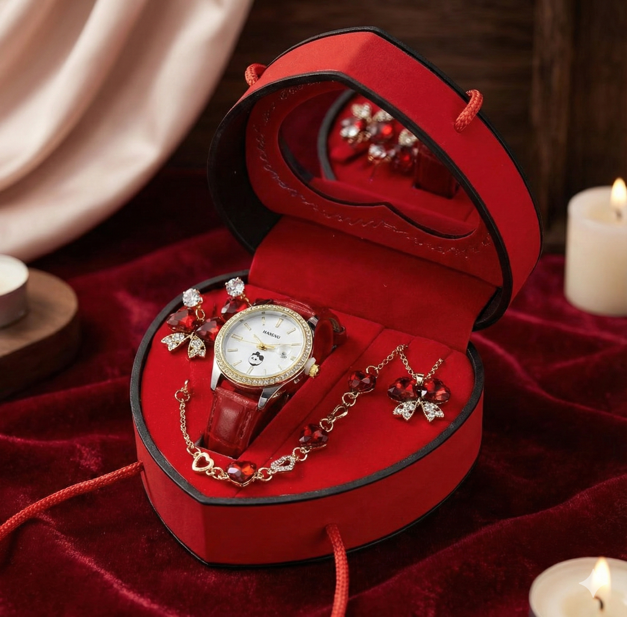 Coffret Montre et Bijoux Femme 4-en-1