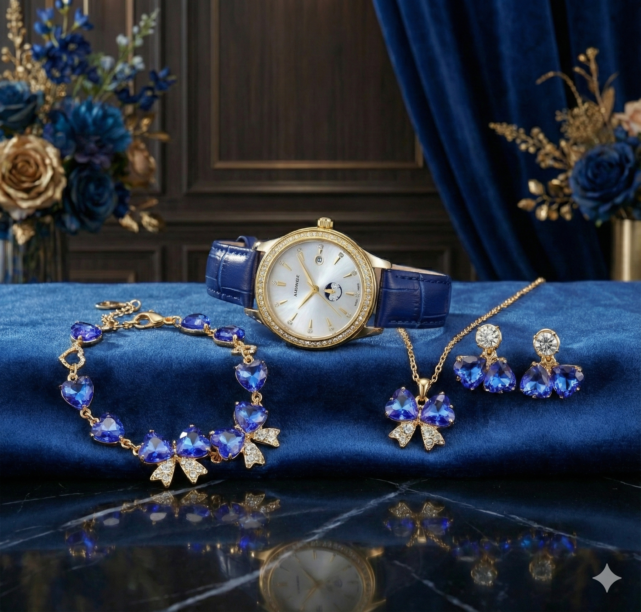 Coffret Montre et Bijoux Femme 4-en-1