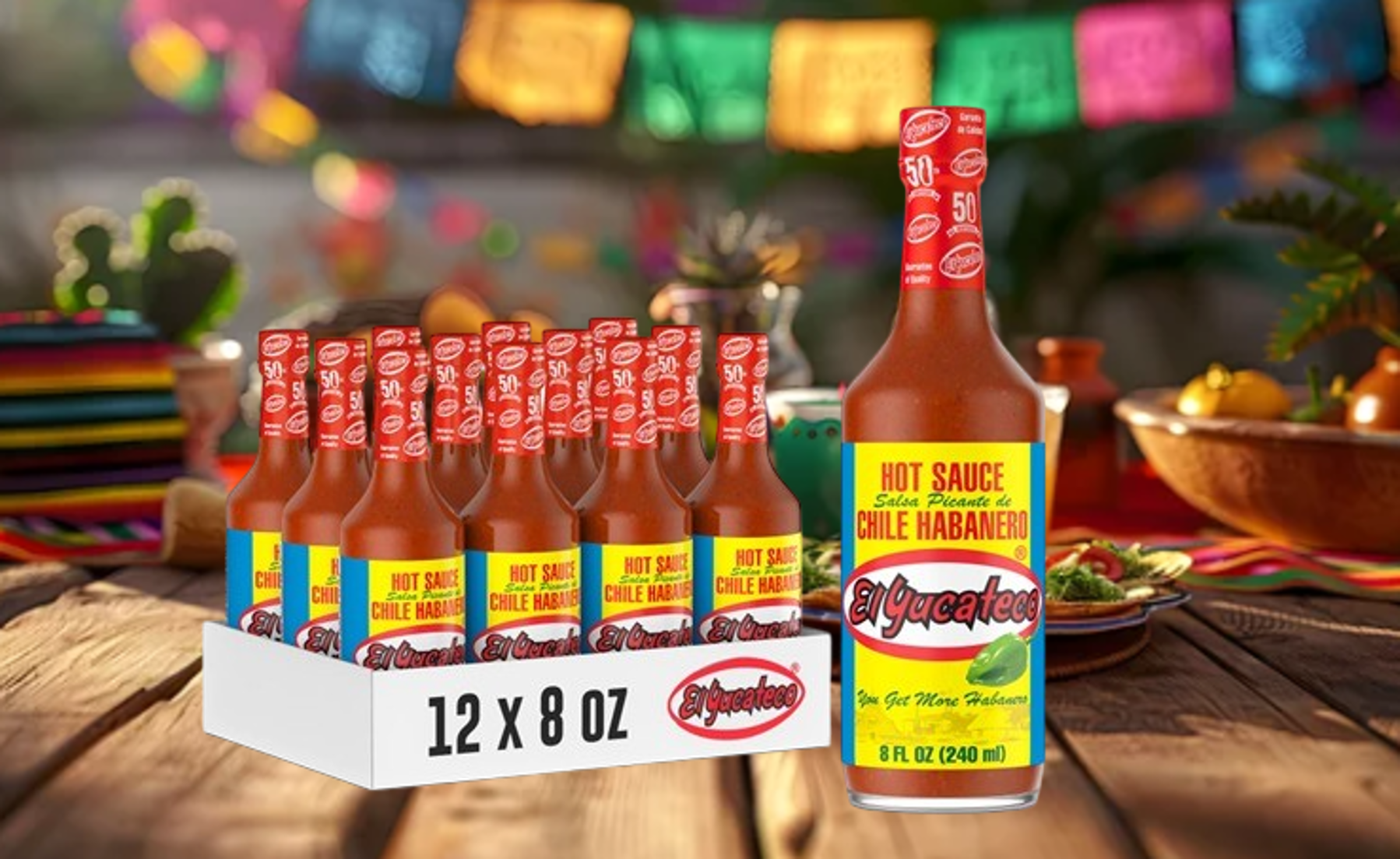 Salsa Picante de Chile Habanero El Yucateco 12 pk. (240 ml)