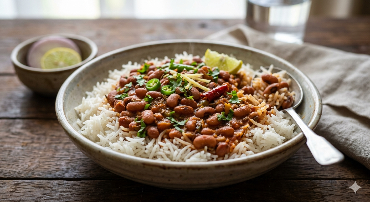 Boiled Rice With Red Lobia (1 Serving)