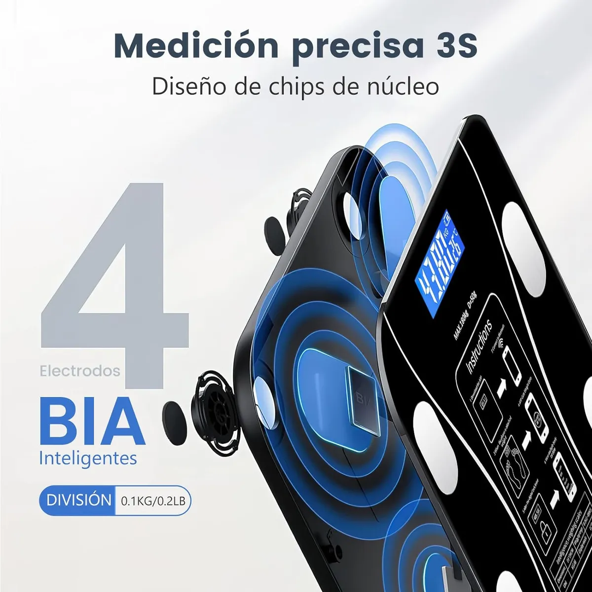 Balanza Digital Bluetooth 180Kg Control de Peso Inteligente Negro