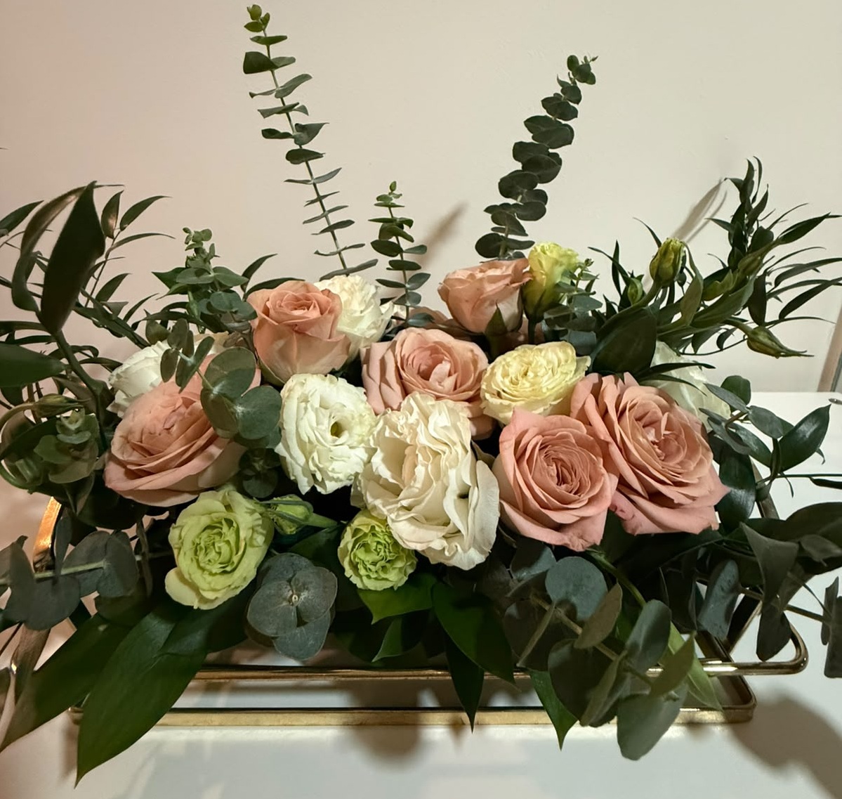 Elegant Rose & Eucalyptus Centerpiece