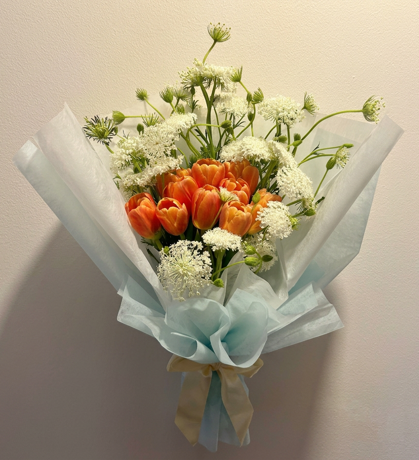 Elegant Orange Hinata Tulips Bouquet