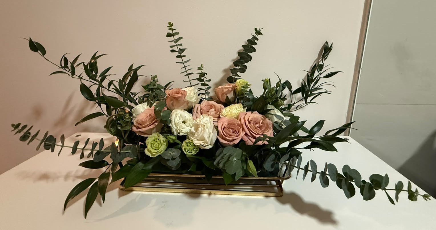 Elegant Rose & Eucalyptus Centerpiece