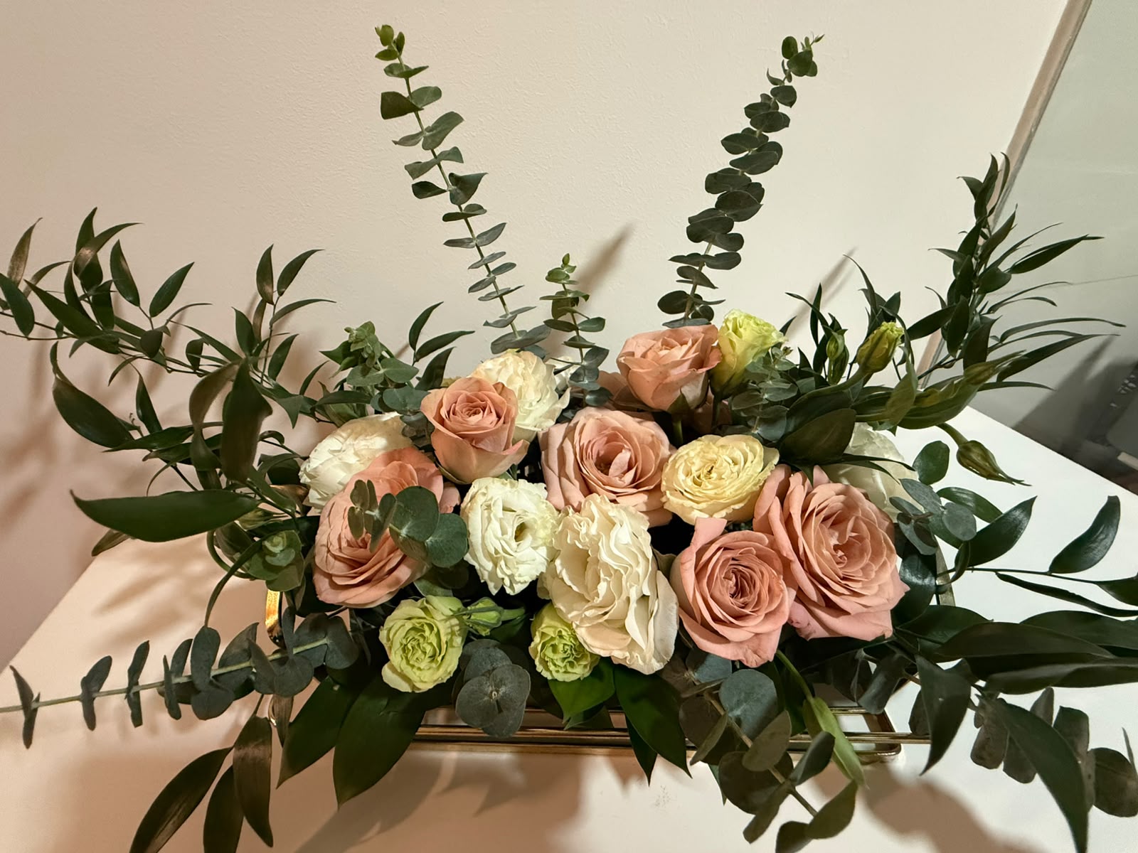 Elegant Rose & Eucalyptus Centerpiece