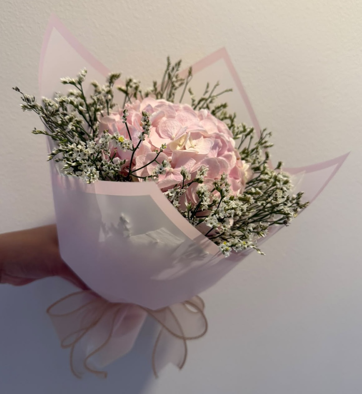 Pink Hydrangea & Baby's Breath Bouquet
