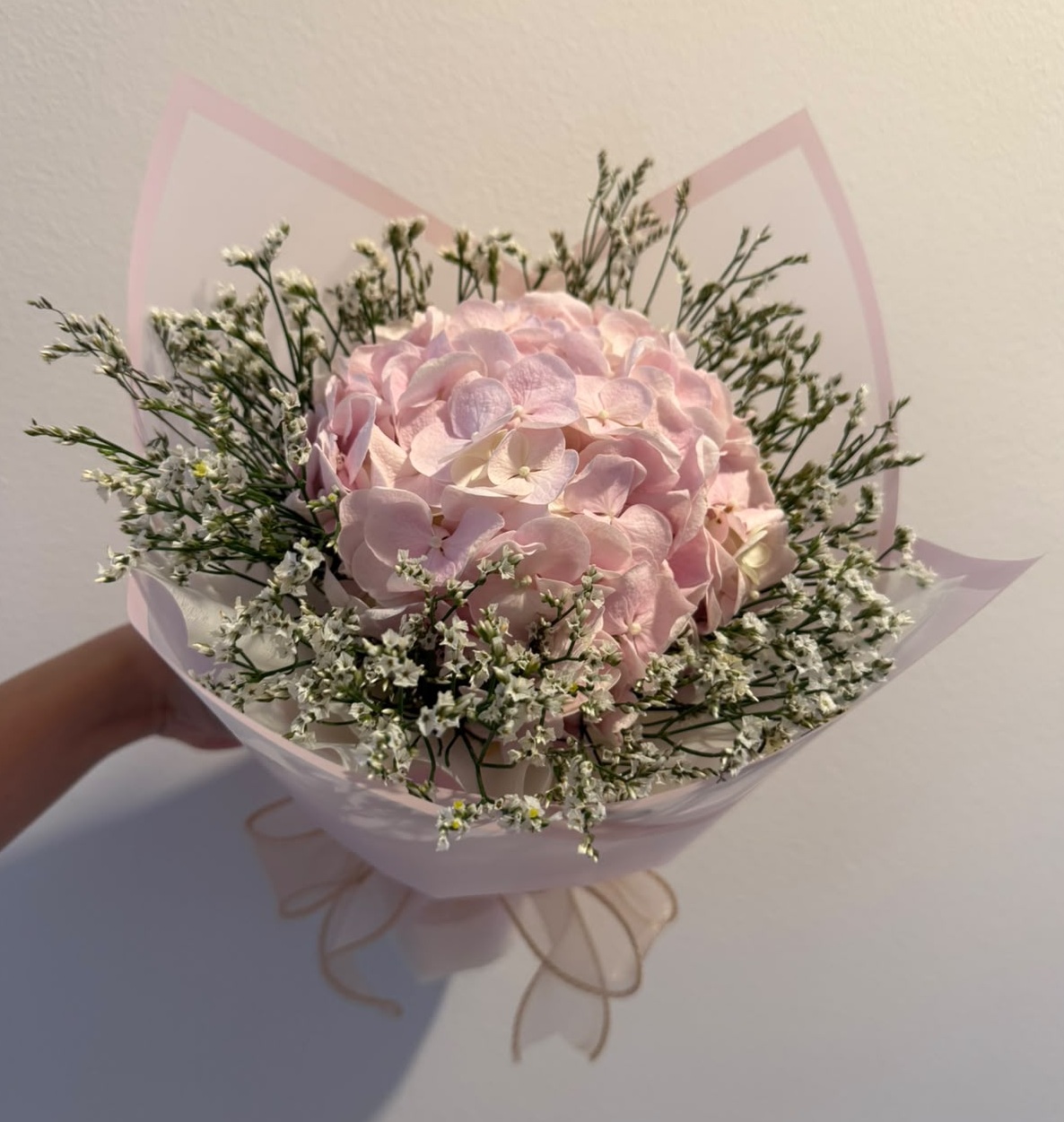 Pink Hydrangea & Baby's Breath Bouquet
