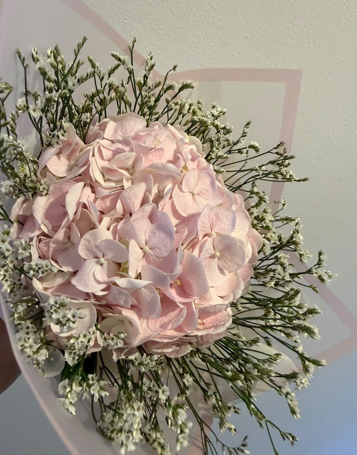 Pink Hydrangea & Baby's Breath Bouquet