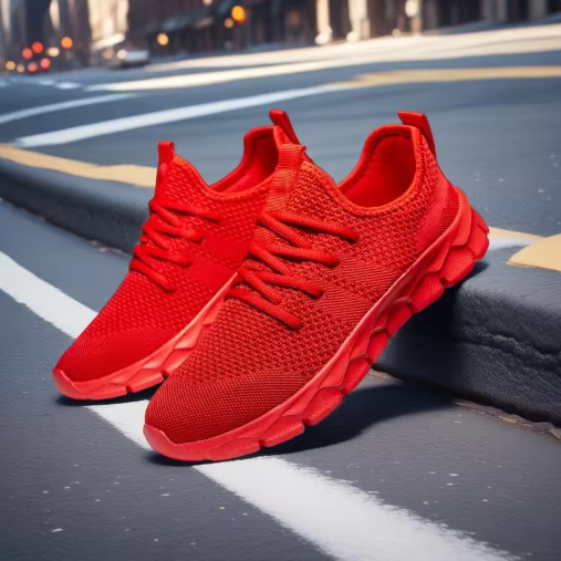 Red Mesh Athletic Sneakers