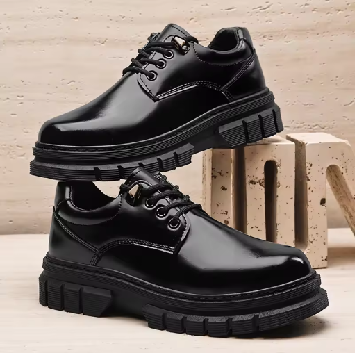 Men's Glossy Black Oxford Shoes