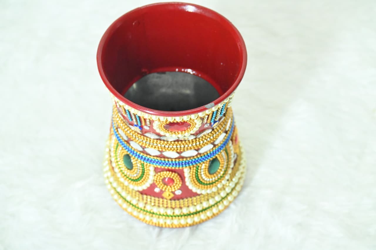 Decorative Beaded Steel Pot