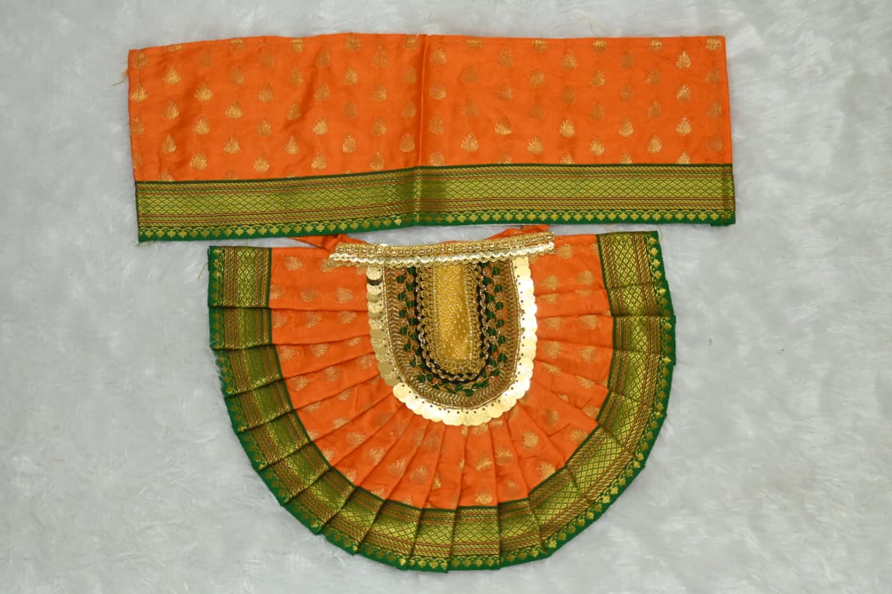 Traditional Orange Silk Doll Saree