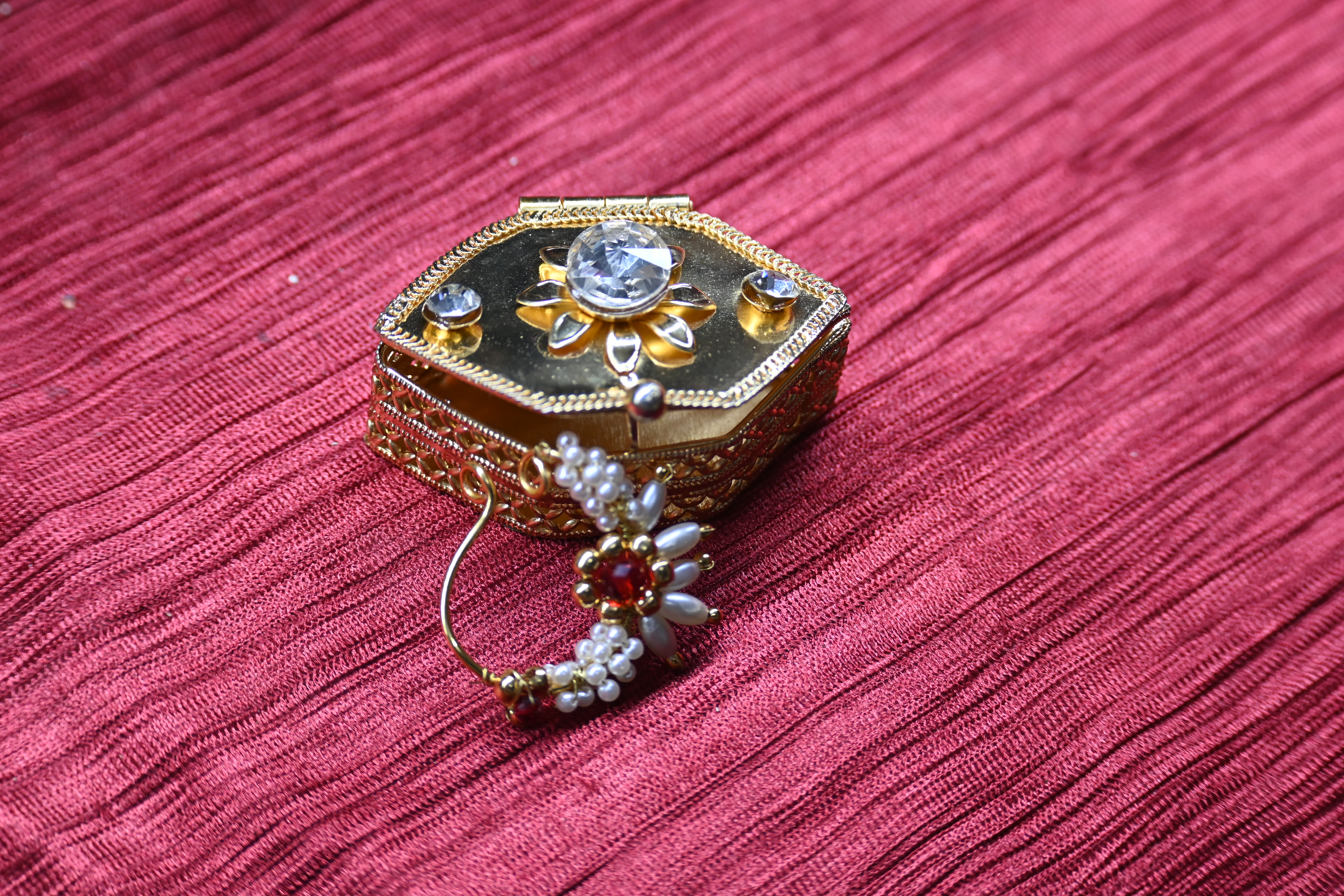 Antique Nose Ring With Jewellery  Box