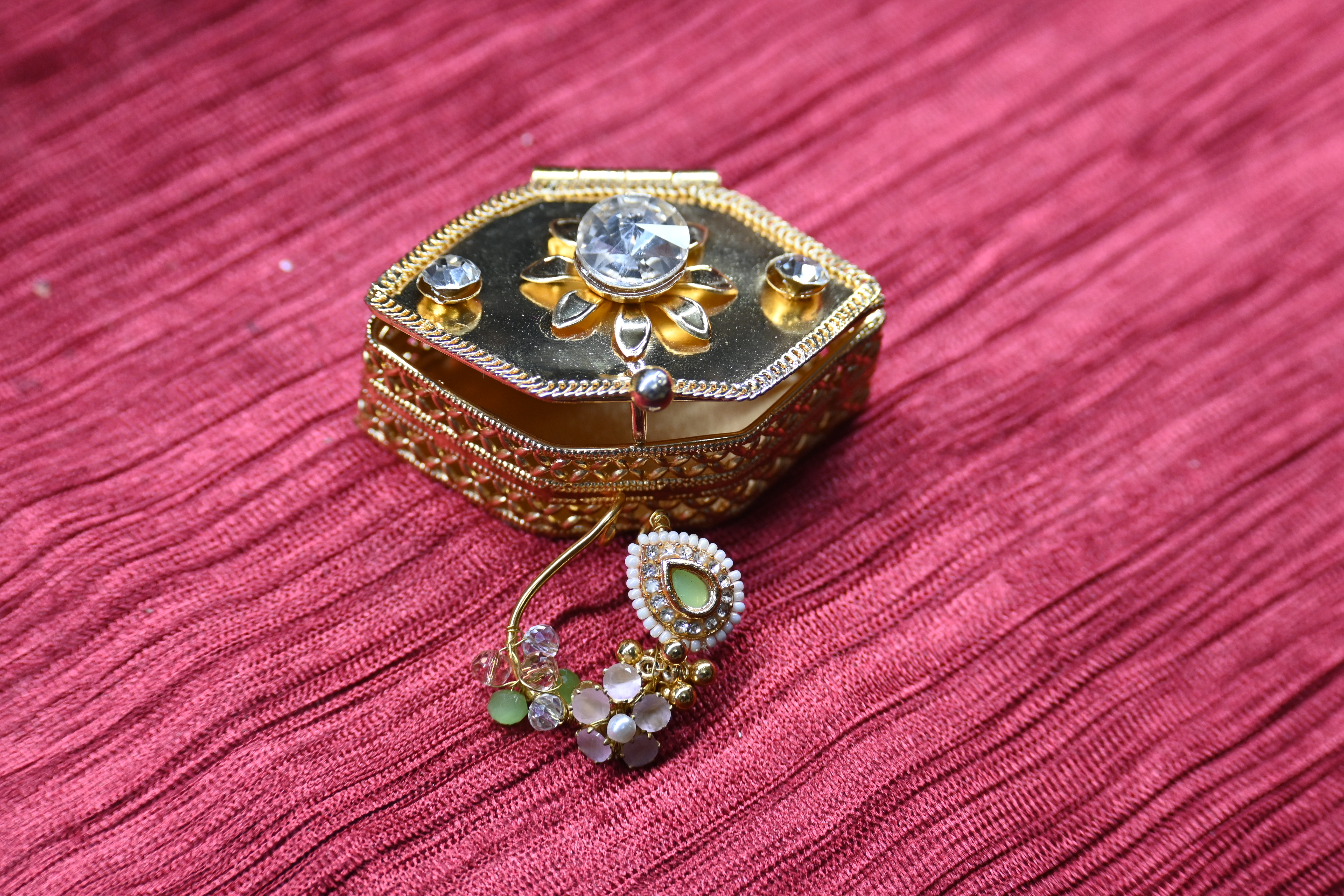 Antique  Nose Ring With Jewelry Box 