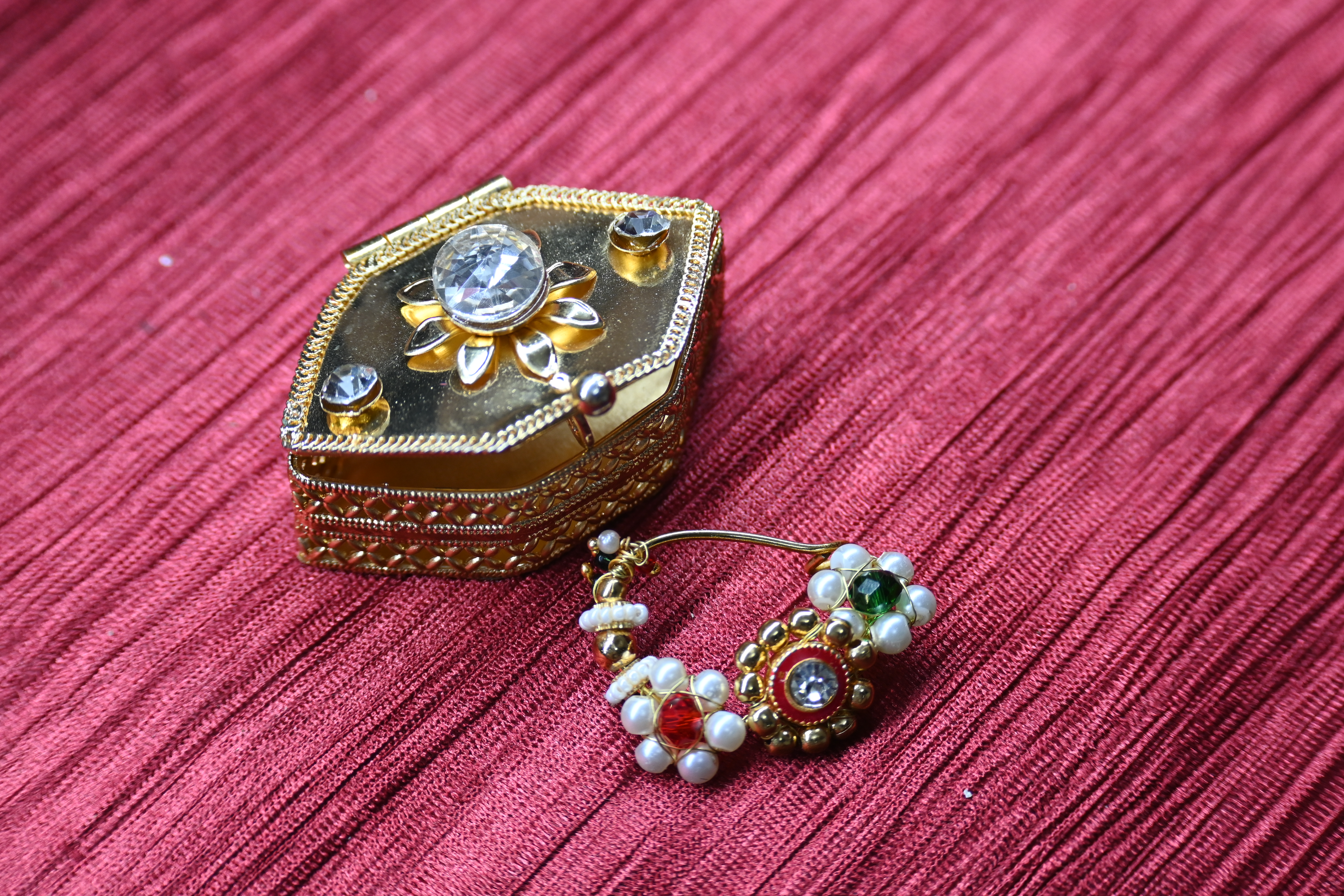 Traditional Gold Plated Nose Ring with Box