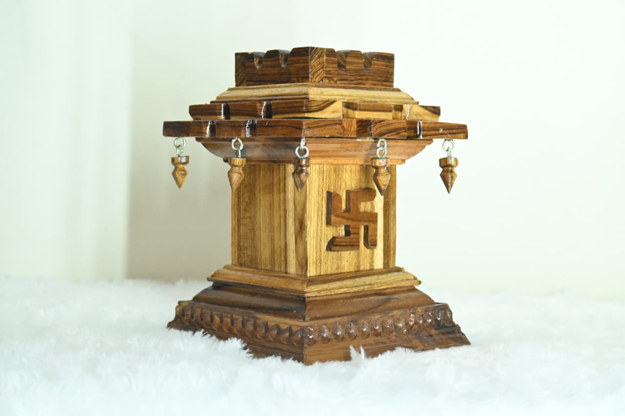 Premium Handcrafted Pure Teakwood Tulsi Vrindavan for Home Mandir