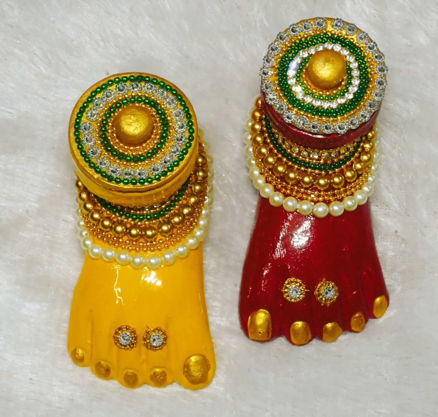 Handcrafted Clay Mahalakshmi / Krishna Charan Paduka with Premium Kundan Work