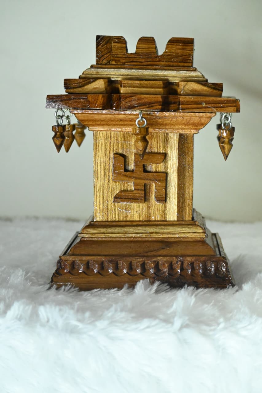 Premium Handcrafted Pure Teakwood Tulsi Vrindavan for Home Mandir