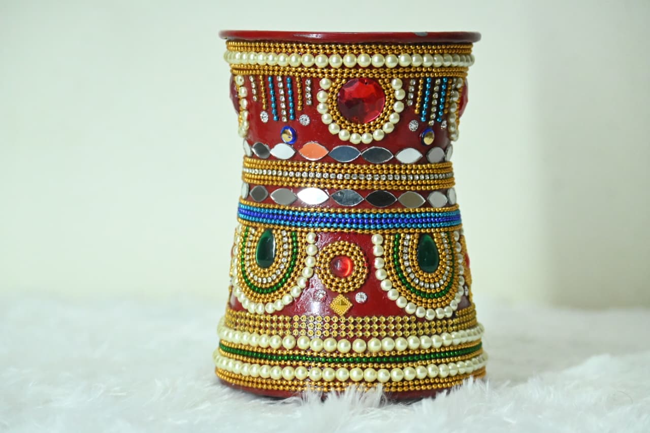 Decorative Beaded Steel Pot