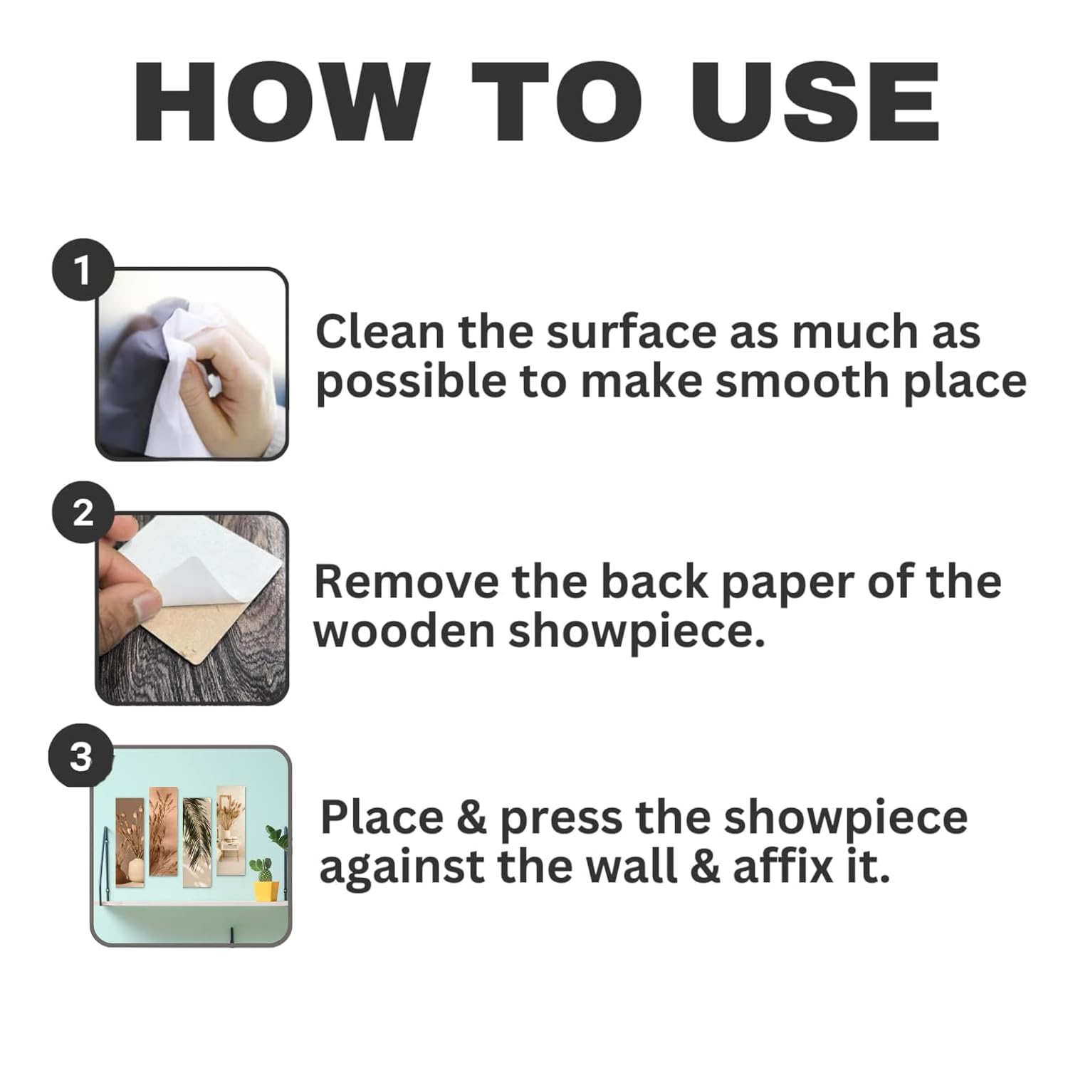 RADIQORE Set of 4 Wall Decor for Living Room- Boho Aesthetic Wall Hangings for Home/Wall Decoration Items for Living Room Wall Art Bedroom Eco-Friendly Recycled Board-Double Tape wall decor