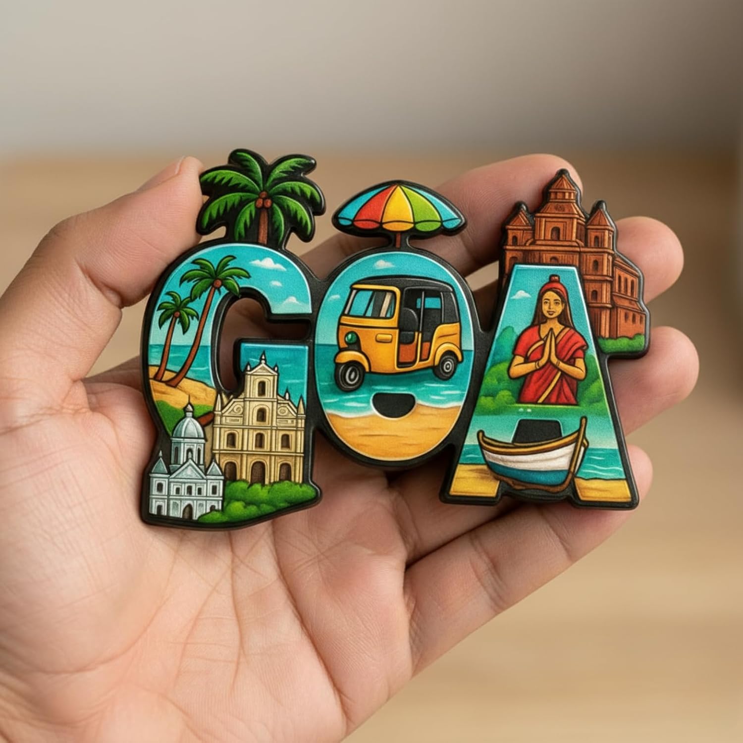 Radiqore Souvenir Fridge Magnet (4x3 inch) | Collectible Indian City Travel Magnets | High-Power Magnet for Refrigerator, Almirah & Office Decor (Goa)