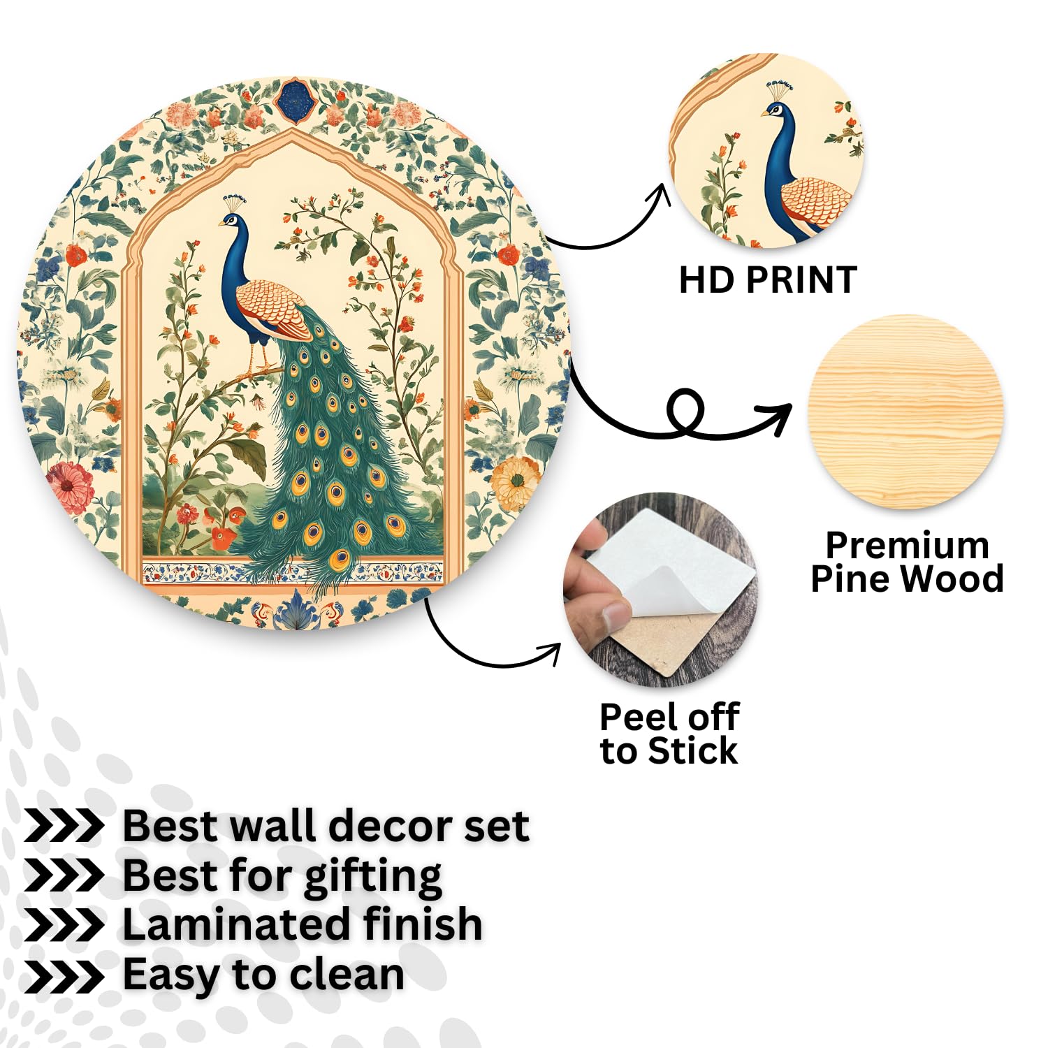 RADIQORE Set of 11 Designer MDF Wooden Wall Hanging for Home Decoration | Office | Gift | Wall Decor Hanging Items | Wall Art | Living Room | Bedroom