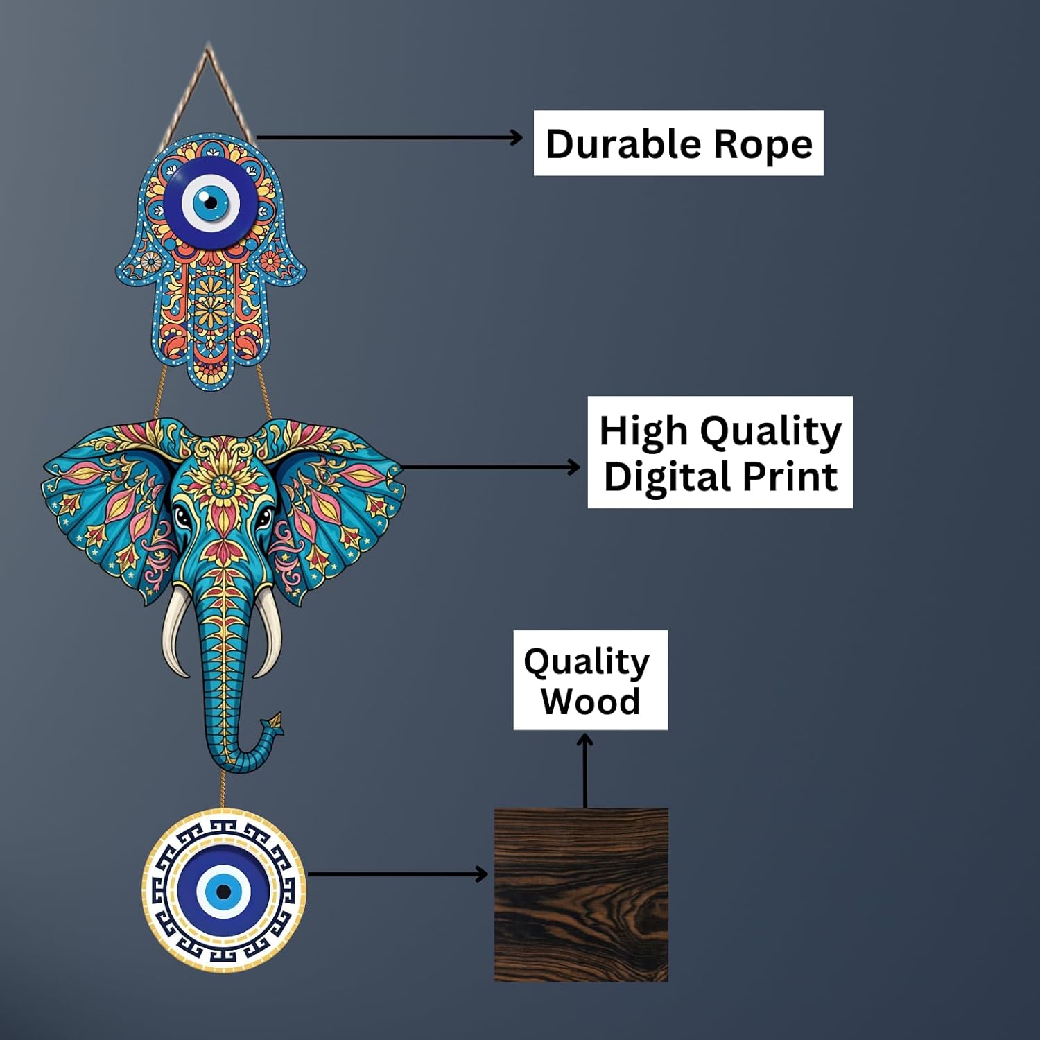 Designer Wooden Wall Hanging for Home Decor | Decoration for Livingroom | Eco-Friendly Modern Artworks Items | Peace Charm Door Accent Decorative Hangings