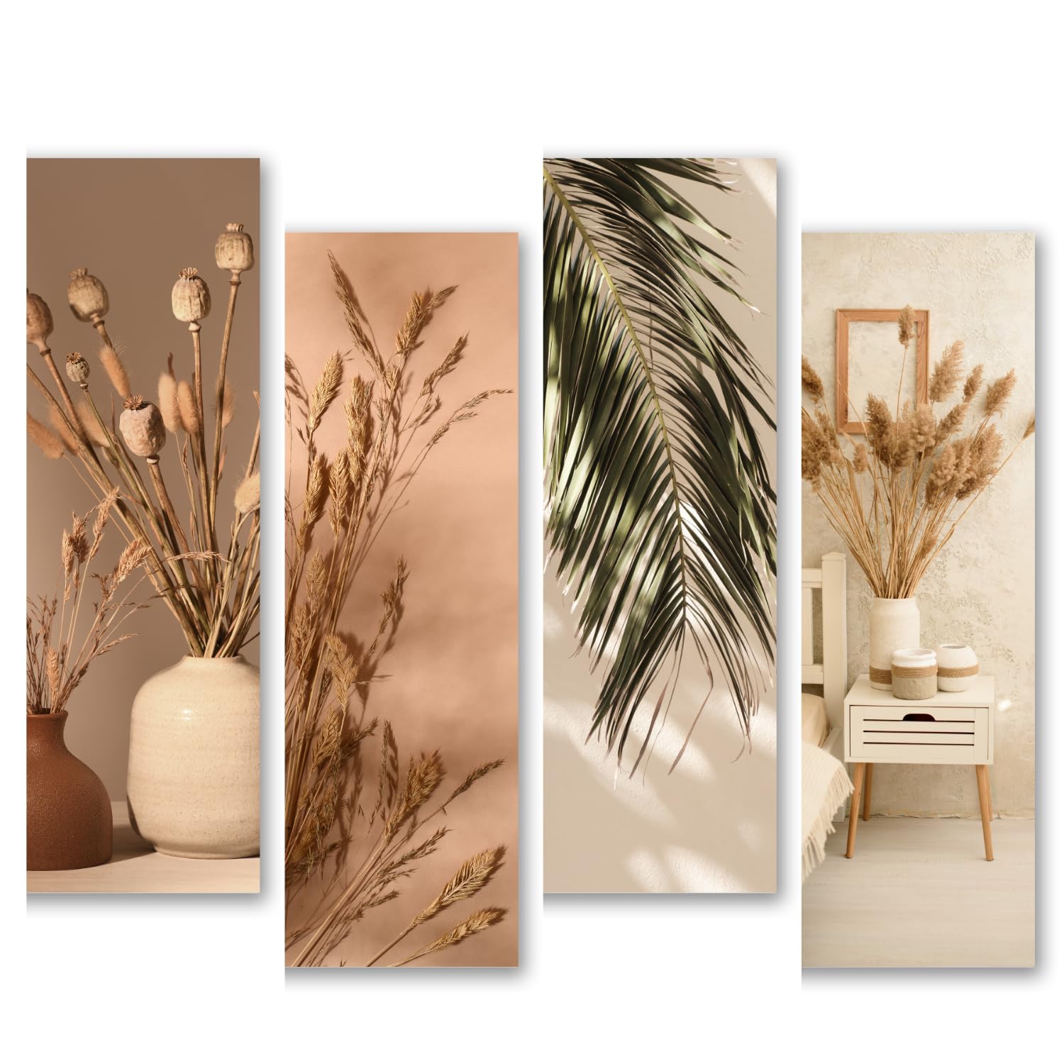 RADIQORE Set of 4 Wall Decor for Living Room- Boho Aesthetic Wall Hangings for Home/Wall Decoration Items for Living Room Wall Art Bedroom Eco-Friendly Recycled Board-Double Tape wall decor