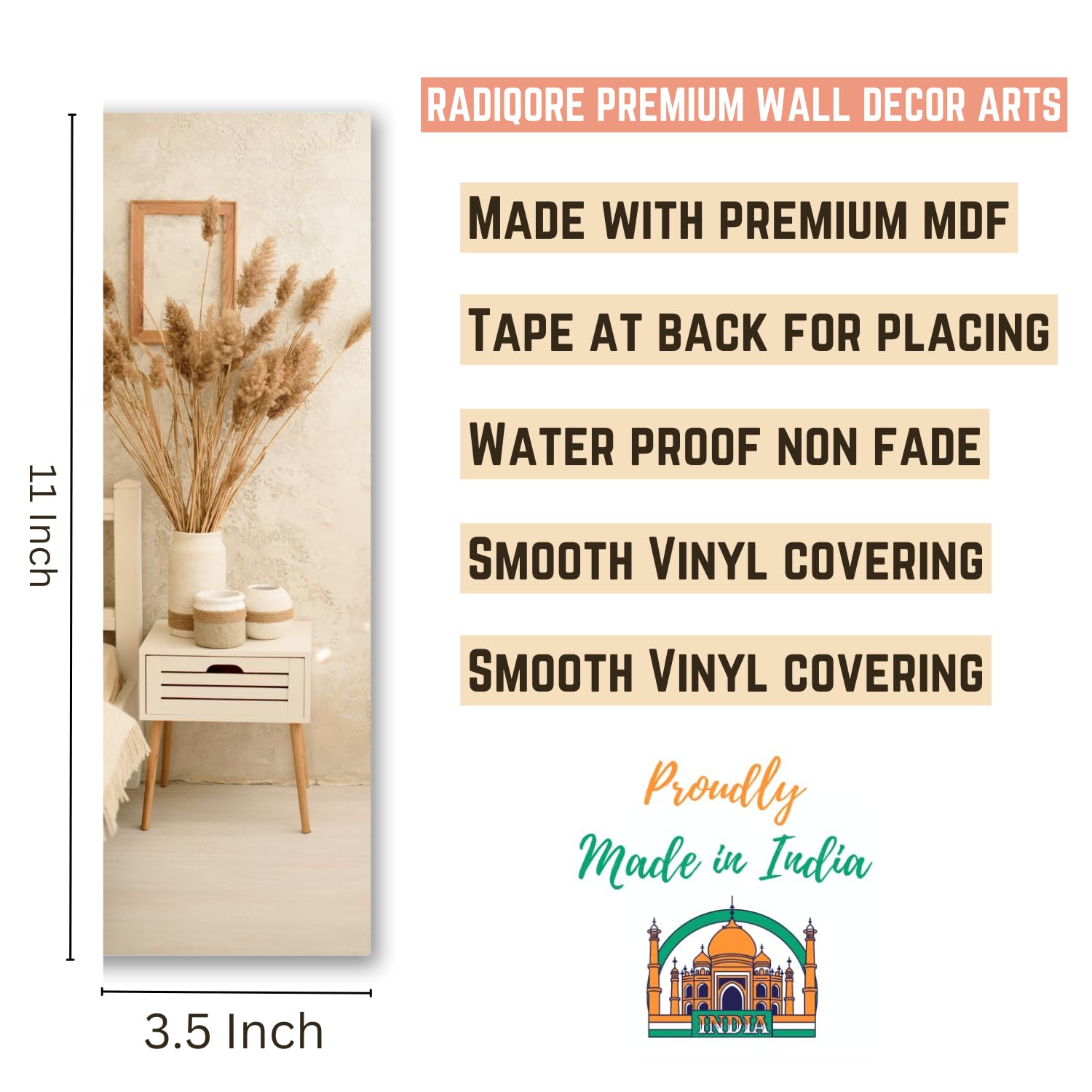 RADIQORE Set of 4 Wall Decor for Living Room- Boho Aesthetic Wall Hangings for Home/Wall Decoration Items for Living Room Wall Art Bedroom Eco-Friendly Recycled Board-Double Tape wall decor