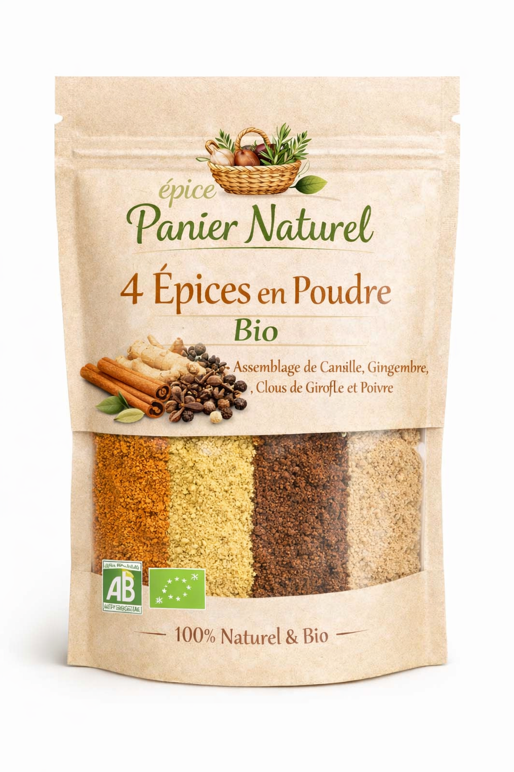 4 épices en poudre Bio