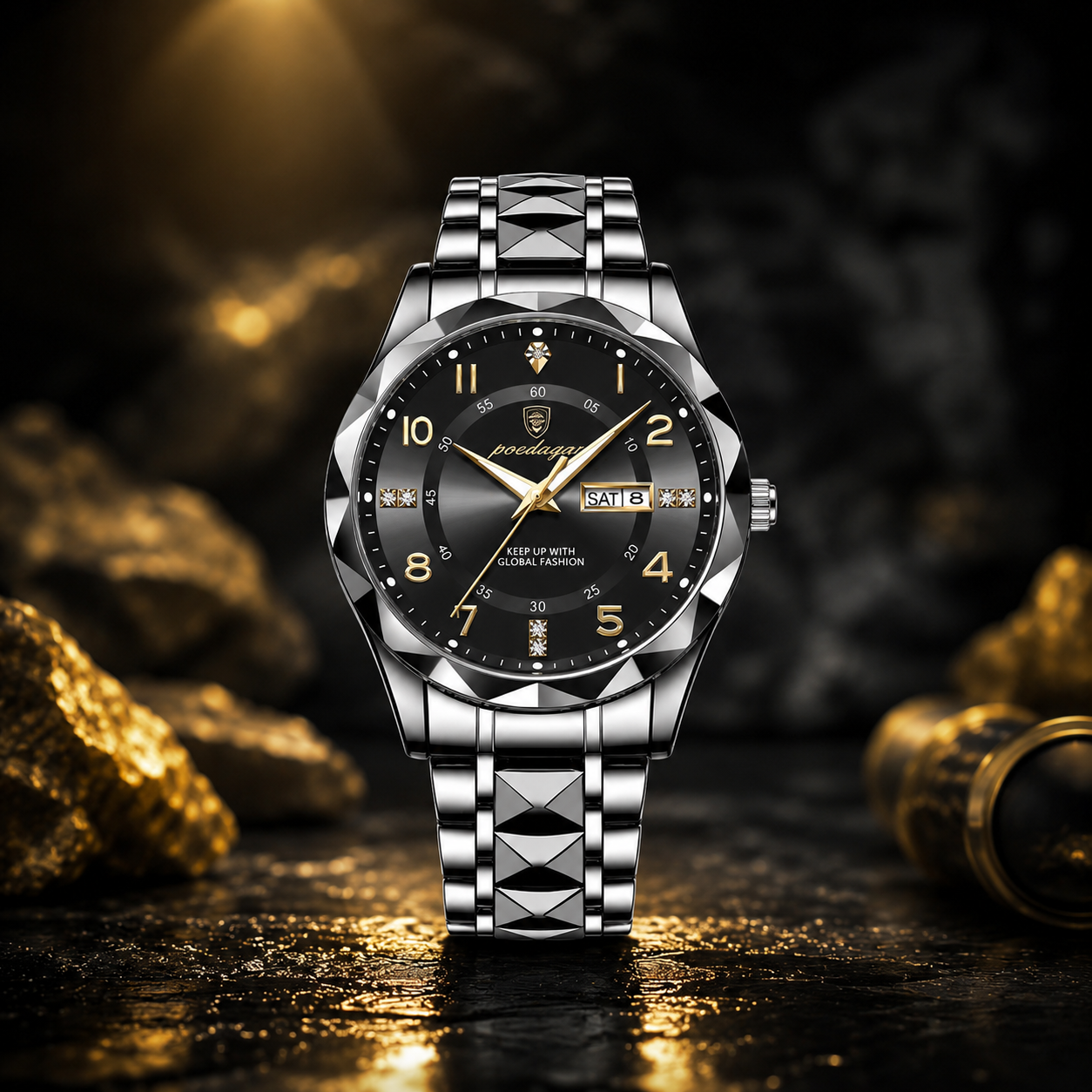 Poedagar Diamond-Cut Fashion Watch