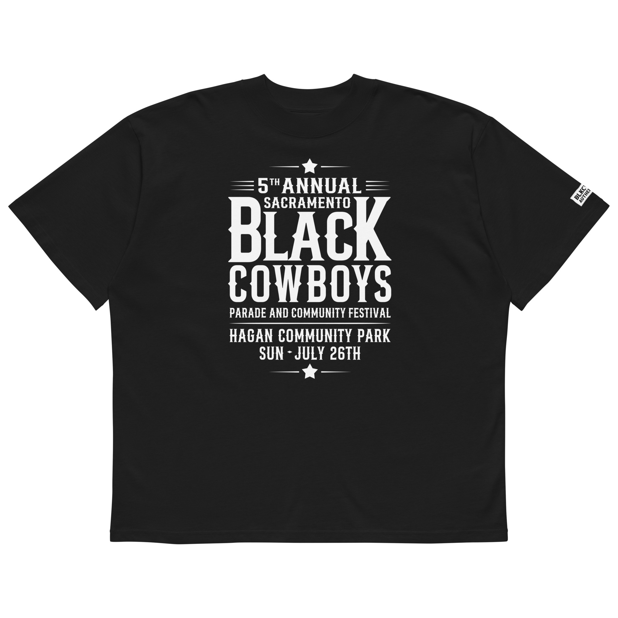 SACRAMENTO BLACK COWBOYS PARADE COMMEMORATIVE BLACK OVERSIZED T-SHIRT 