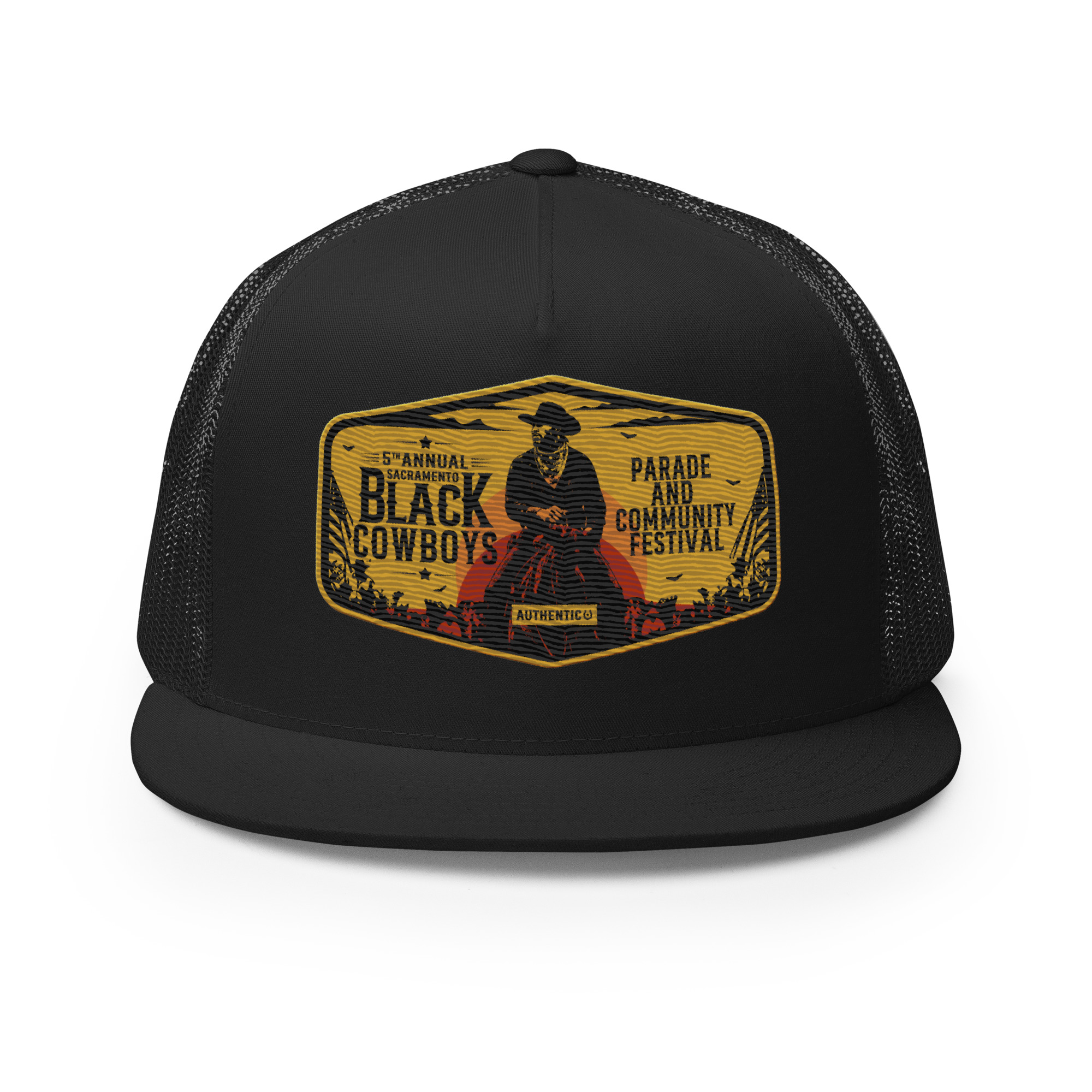 Custom Embroidered Black Cowboys Parade Trucker Cap