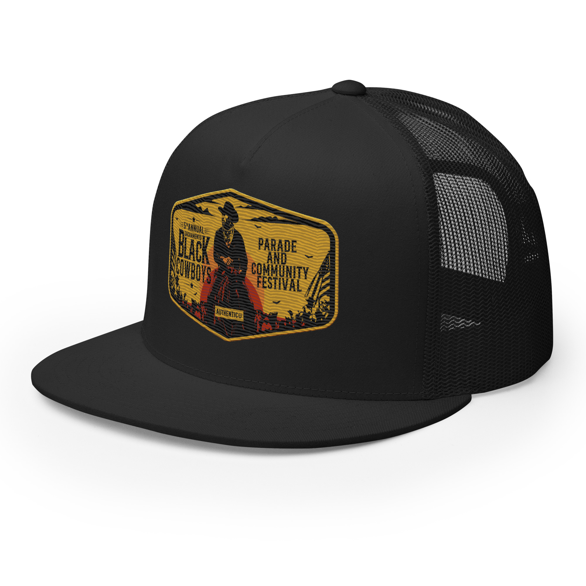 Custom Embroidered Black Cowboys Parade Trucker Cap
