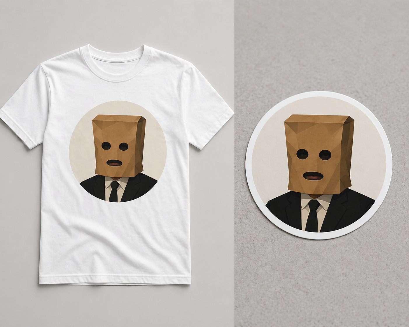 Paper Bag Head T-Shirt & Sticker Set