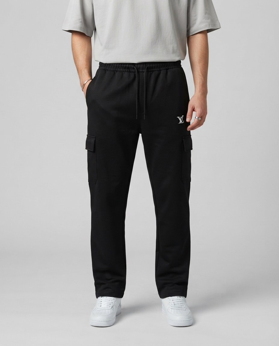Luis Vitton Black Cargo Trouser