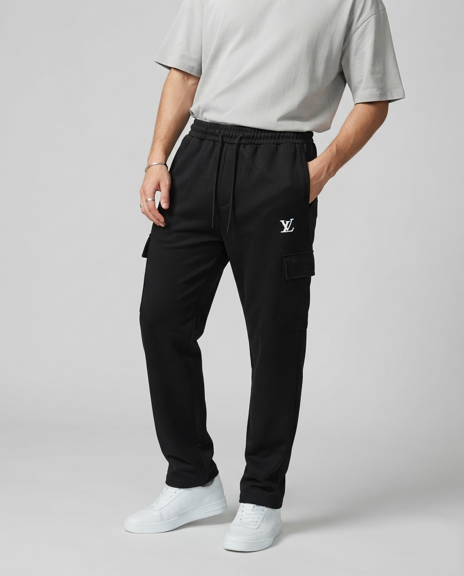 Luis Vitton Black Cargo Trouser